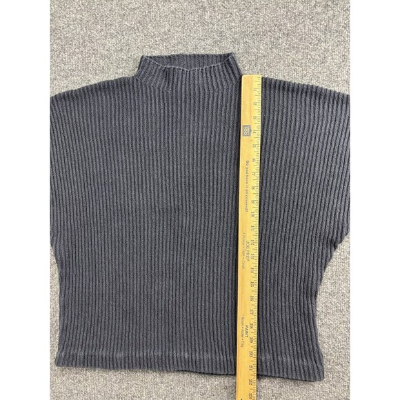 FP Beach Sweater Womens XS Gray Ribbed Mock Neck Short Sleeve Boxy Knit Top - Picture 3 of 6